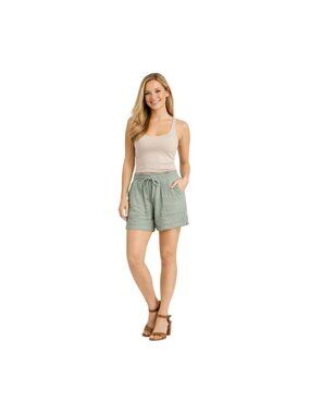 2/$30 Gap XS Sage Green Cotton Drawstring Paperbag Shorts With Pockets